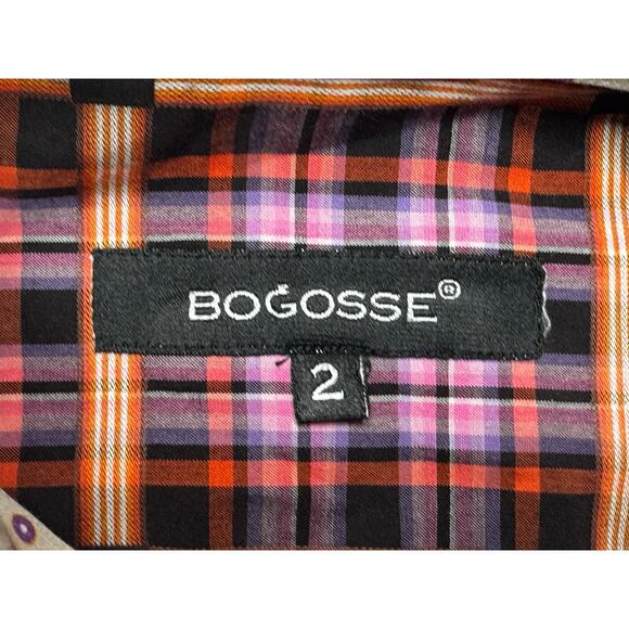 Bogosse Men's Long Sleeve Multicolor Plaid Button Up Dress Shirt - Size 2 (S) - Picture 3 of 5